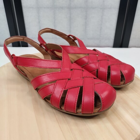 Earth Origins Berri Red Fisherman Strappy Slip-on Sandals Women US 9.5 - Picture 3 of 15